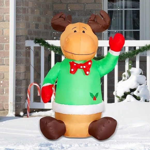 4ft Christmas Reindeer Inflatable Outdoor Decoration‎ - Picture 1 of 6